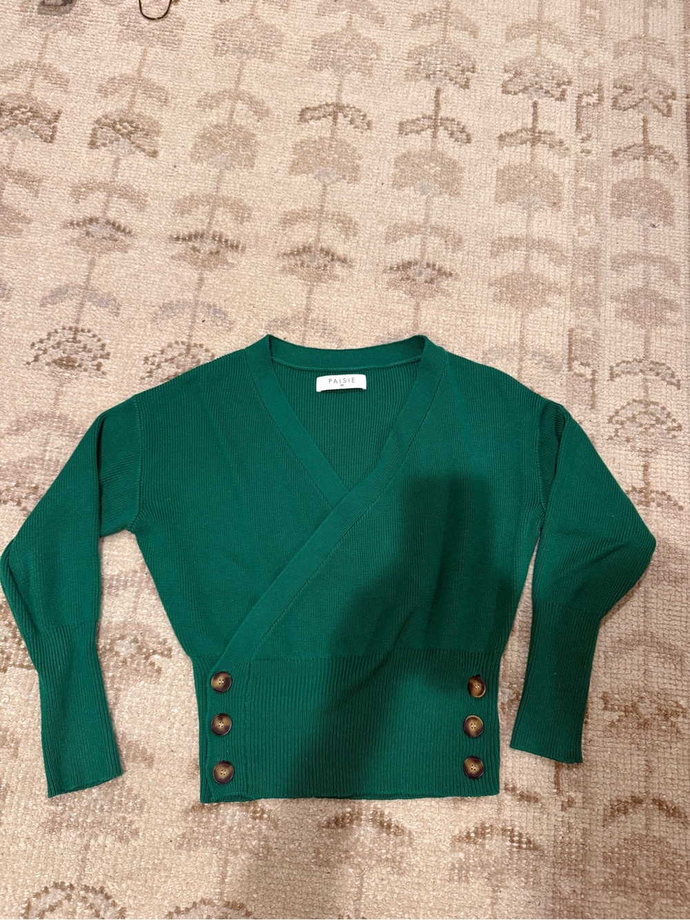 Paisie Emerald Green Wrap-Style Knit Sweater EUC Large Wolf & Badger